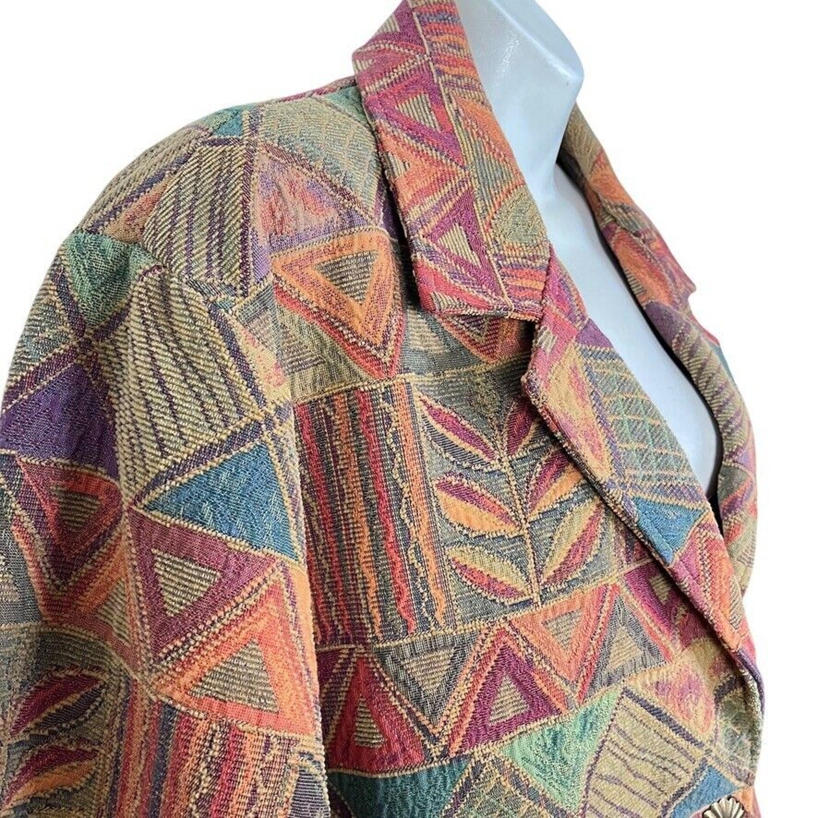 Giacca arazzo dipinta pony vintage donna sud ovest Western USA azteca taglia M