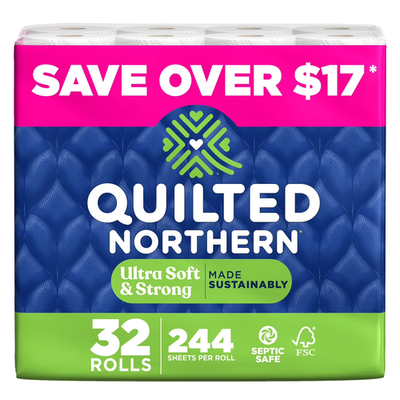 #ad Quilted Northern Ultra Soft Strong 2 Ply Toilet Paper 32 rolls 244 sheets roll $36.79