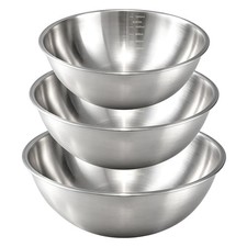 3-Piece Stainless Steel Mixing Bowls Set, Nesting Kitchen Bowls, 1.5-3.4 Qt