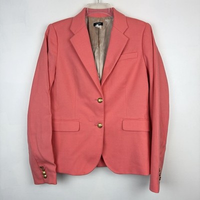 J Crew Blazer Womens 8 Tall Pockets Lined Salmon Statement Old Money Classic