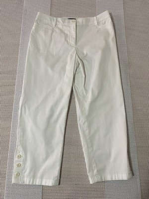 Talbots-Perfect Skimmer Pants-Women's 4-Ivory-Cropped Stretch Button Hem