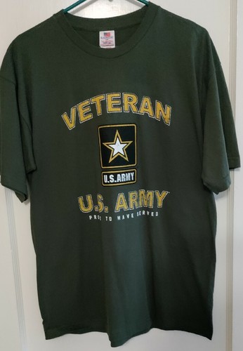 VINTAGE Shirt Adult L Green US Army Veteran T shirt EBay