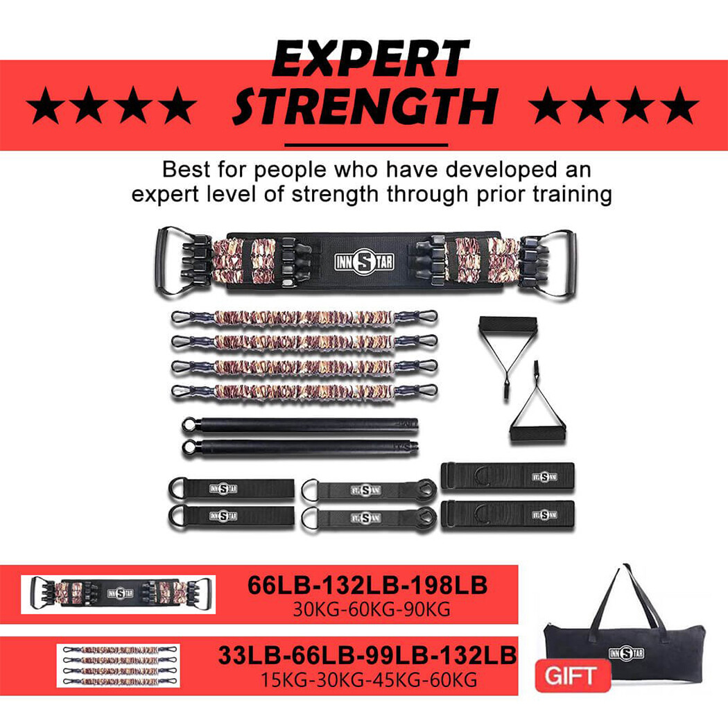 Innstar Resistance Bands Set With Fitness Bar Home Gym Exercise