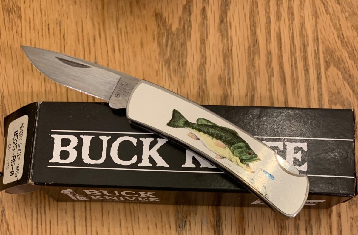 VINTAGE BUCK 525 LARGEMOUTH BASS KNIFE NEVER USED IN BOX N16*