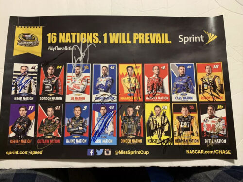 2014 Chase For The Sprint Cup 16 Driver Autographed Postcard - Afbeelding 1 van 3