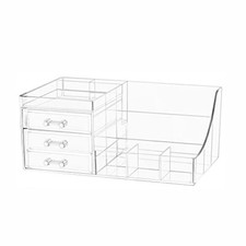 1 Pack Clear Make Up Organizer Countertop,Stackable Makeup 3 Drawers