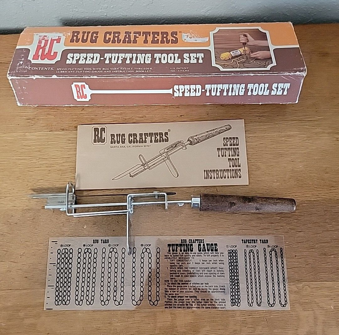 Vintage RC Rug Crafters Speed Tufting Tapestry Tool Set With Box, Gauge