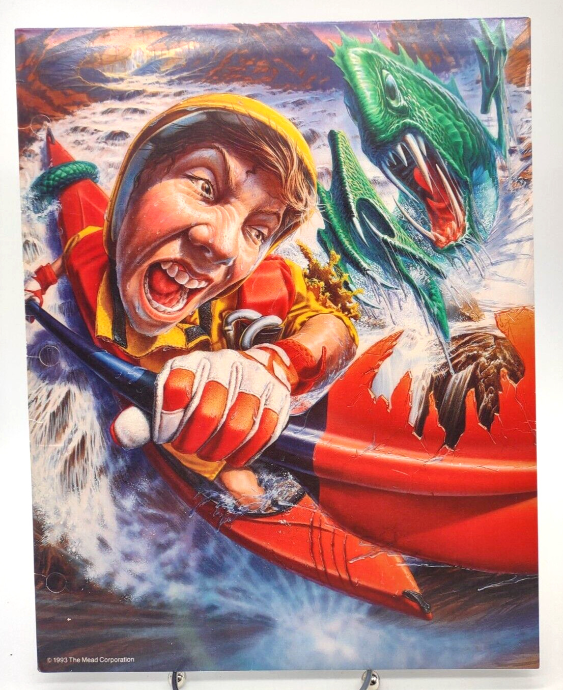 Vintage 1993 Mead Portfolio Folder "No Rules'' Go With The Flow Kayak Trapper