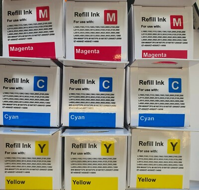 900ml Nachfüll Tinte für EPSON Eco-tank ET-2600 ET3600 ET-2650 ET4500 9Stck cmy
