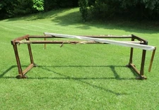 Antique VTG Quilting Table 8 Foot Long Wood Frame Quilt Maker Display Hand Hewn