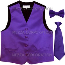 New Kids boys formal tuxedo vest necktie  bowtie Purple US 2 4 6 8 10 12 14