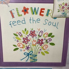 Flower Bouquet Embroidery Kit Flowers Feed The Soul Dimensions Printed 10" x1 0"