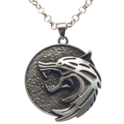 Witcher Rolo Chain Witcher Steel Chain Necklace The Witcher Geralt Wolf Chain Medallion ...