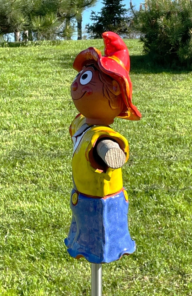 Cerámica Jardín Decoración Espantapájaros Césped Estaca Exterior Estatua H 30cm Foto 3 de 4