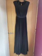 🖤MANGO SUIT BLACK BACKLESS MAXI DRESS BOX PLEAT V LONG COCKTAIL SIZE S 8 TALL🖤