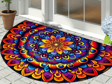 Washable Polyester Half Round Mat for Indoor/Outdoor Use Free Shipping
