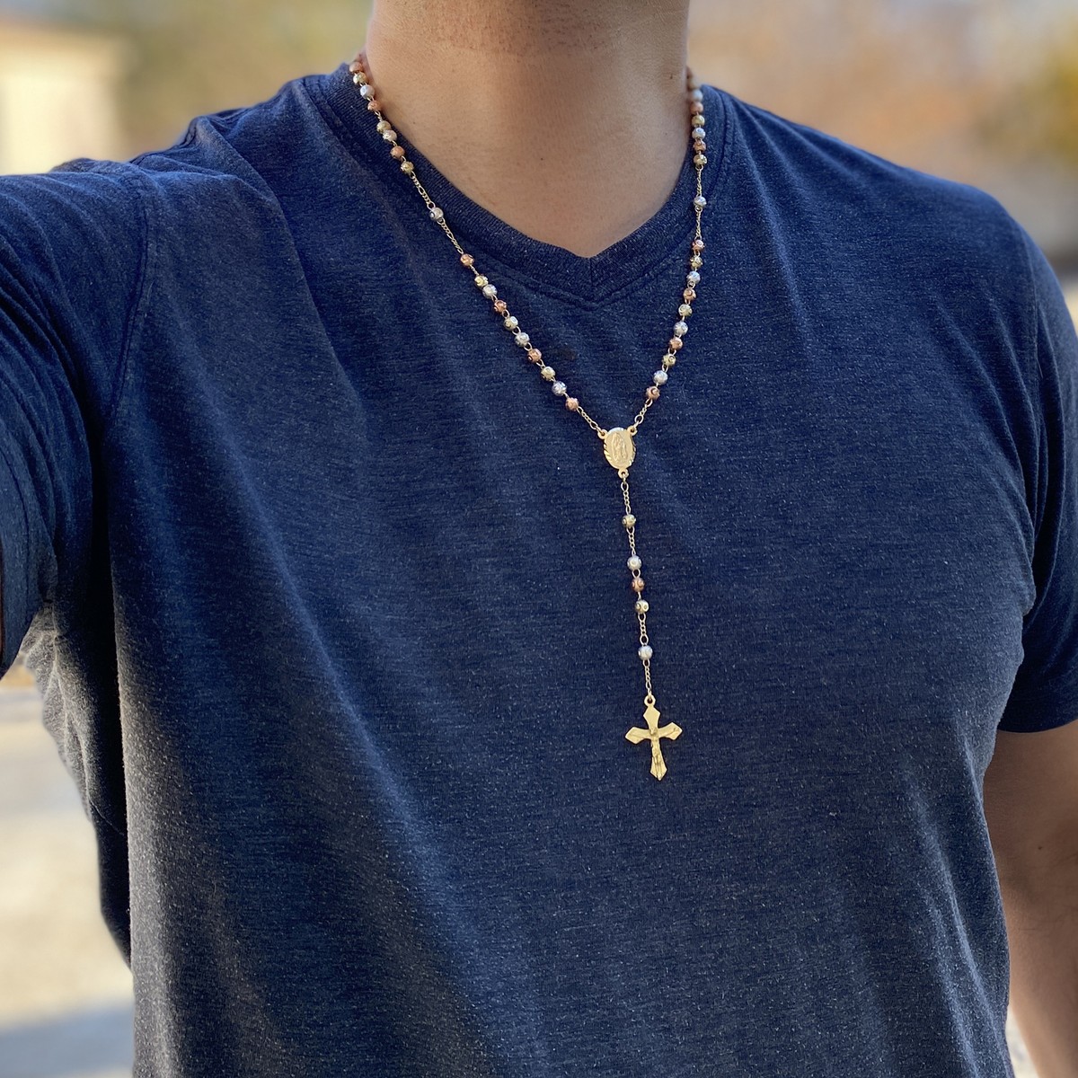 Gold Filled La Virgen de Guadalupe Rosario Oro Laminado Holy Mary