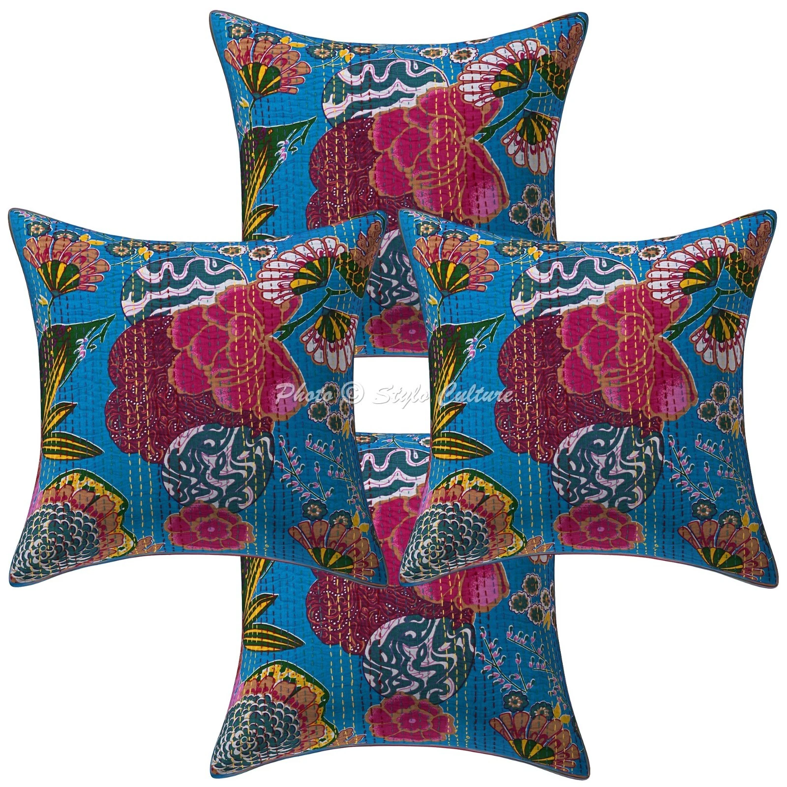 Handwoven Home Decor Cushion Bohemian Kantha Throw Pillow Cover Case Meditation