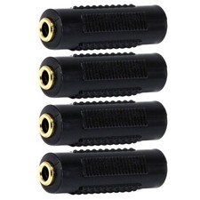 4x Stereo 3.5mm 1/8" Female to Female Aux Audio Coupler Adapter Connector Gold