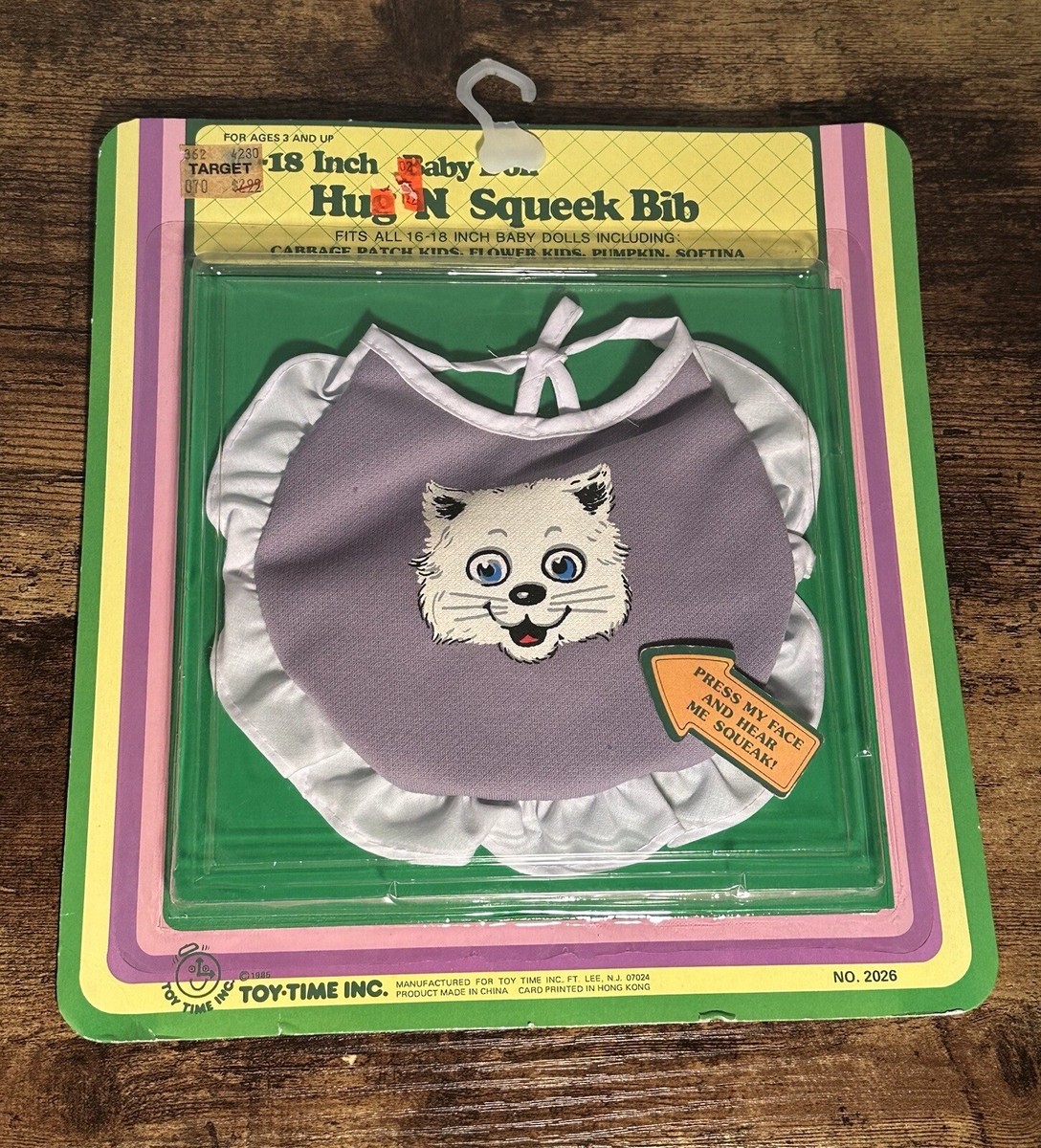 Toy-Time Inc 16-18 Inch Baby Doll Hug N Squeek Bib No.2026