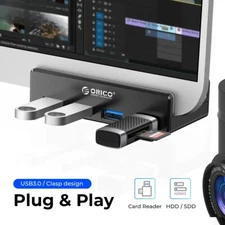 5GBPS Data Transmission Hub Aluminum 4 Ports USB 3.0 Clip HUB with Power Supply