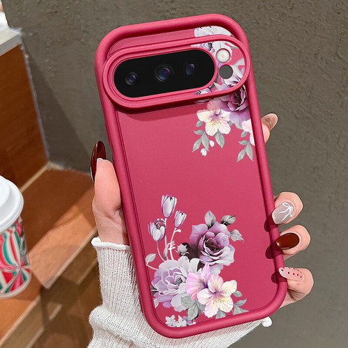 For Google Pixel 9 Pro XL 8 8A ShockProof Matte Silicone Floral Soft Case Cover - Picture 21 of 21