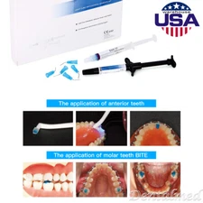 USPS Dentex Dental Orthodontic Light Cure Adhesive Etchant Syringe Kit Blue