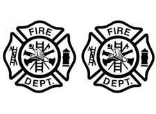 Firefighter's Maltese Cross 2 pcs 3 Inch Black Fused Glass Decals
