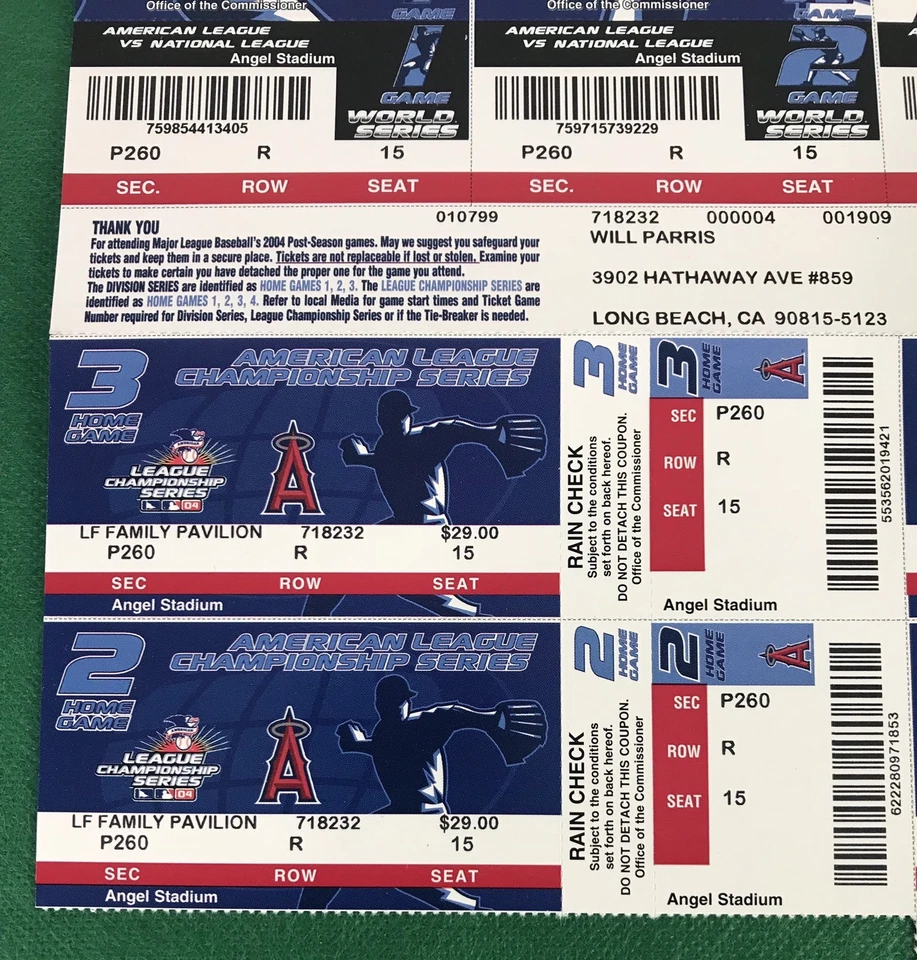 2004 PHANTOM Anaheim Angels AL Championship Ticket Stubs  World Series Red Sox - Image 3 of 4
