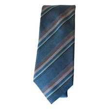 KENNETH COLE REACTION Teal Blue Titan Stripe Silk Blend Slim Tie