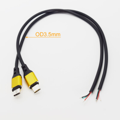 1pc 30cm Alloy Host OTG USB C Type-C Male Plug 4 Wires Power Pigtail Cable DIY