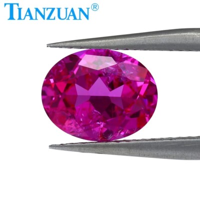 Oval Shape Synthetic Ruby Rose Pink Color Loose Gemstone with Inclusions