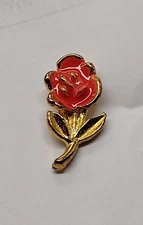Small Pink Flower Stem Lapel Tack Pin