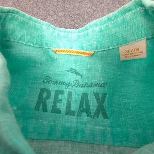 Tommy Bahama Shirt Mens XLARGE Green Linen Short Sleeve collared Relax Size XL - Picture 3 of 9