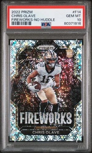 2022 Chris Olave Panini Prizm Fireworks - No Huddle - #F14 - PSA 10