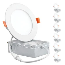 PARMIDA (6 Pack) 4 Inch Ultra-Thin LED Recessed Ceiling Light with Junction Box,