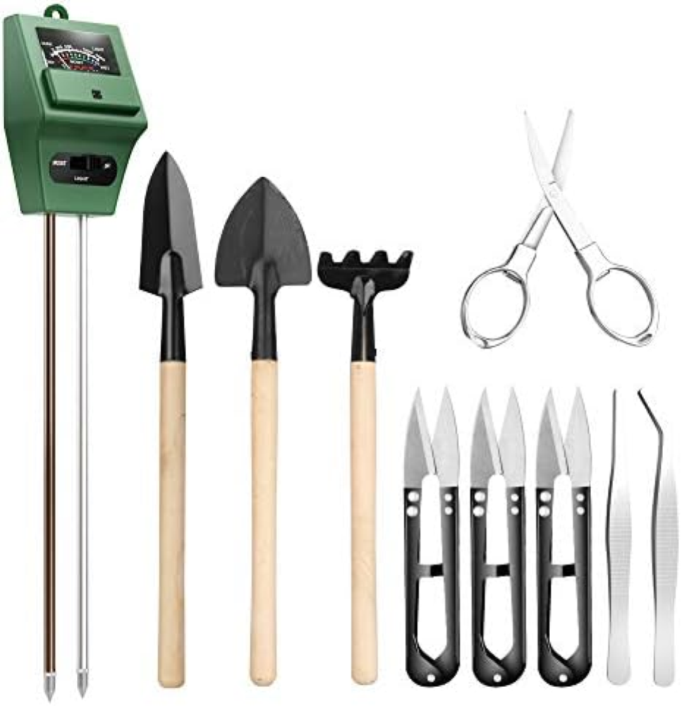 Medidor de PH del suelo Futong con 9 piezas de herramientas Bonsai, Sensor de hu