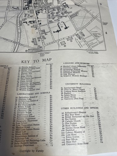 Mapa antiguo/vintage 1920 de la Universidad de Cambridge gran mapa vintage - Imagen 4 de 11