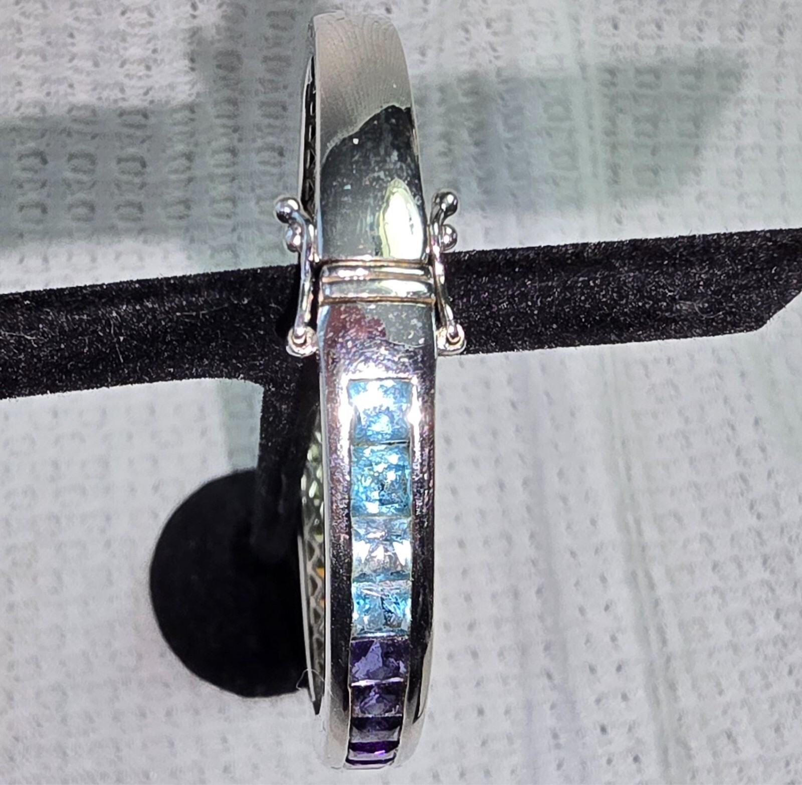 MULTI-Gemstone Bangle Bracelet (Hinged) Sterling … - image 6