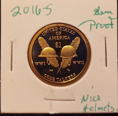 2016 S Native Dollar Gem Proof Code Talkers Sacagawea WWI WII Victory Feathers S