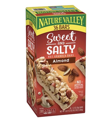 2 Packs Nature Valley Sweet and Salty Nut Almond Granola Bars 36 ct 43.2 oz Each