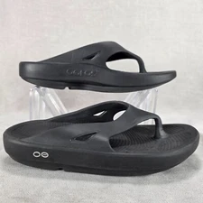 OOFOS OOlala Luxe Recovery Flip Flop Thong Sandal Women Size 7 Men 5 EU 38 Black
