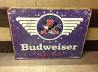 Vintage Budweiser Lager Beer Tin Metal Sign Anheuser Busch 1936 Logo Classic Bar