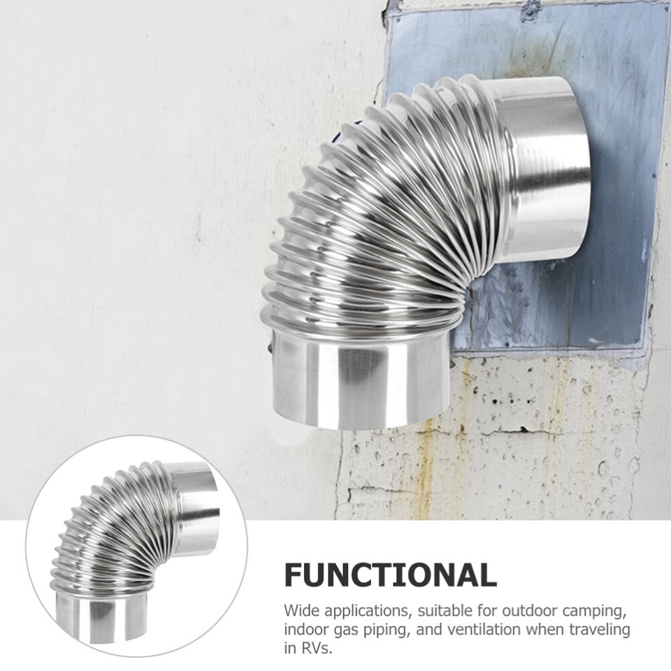 Elbow Pipe Connector Wood Stove Firewood Heating Stainless Steel