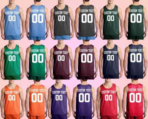 Customized Basketball  Jersey Team Shirt Tank Name Number Mesh Reversible Tank - Picture 1 of 12