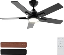 Sevenine 42 Inch Ceiling Fans with Lights and Remote, Black Ceiling Fan with 