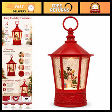 Lighted Snowman Christmas Snow Globe Lantern, 10.5" Musical Water Globe, USB  B