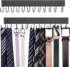 Belt Hanger Wall Mounted, Wooden Belt Organizer 2 Pack Max 24 Storage Capacity,