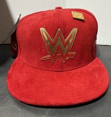 New Era X WWE Topps Transcendent 9FIFTY SnapBack Hat Red Suede Gold (1 OF 50)