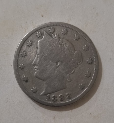 1888 USA 5c Nickel Scarce Coin V Liberty Head